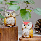 Home Studio Hoot & Hearth – Set of 2 Collectible Ceramic Owls | Quirky & Charming Home Decor