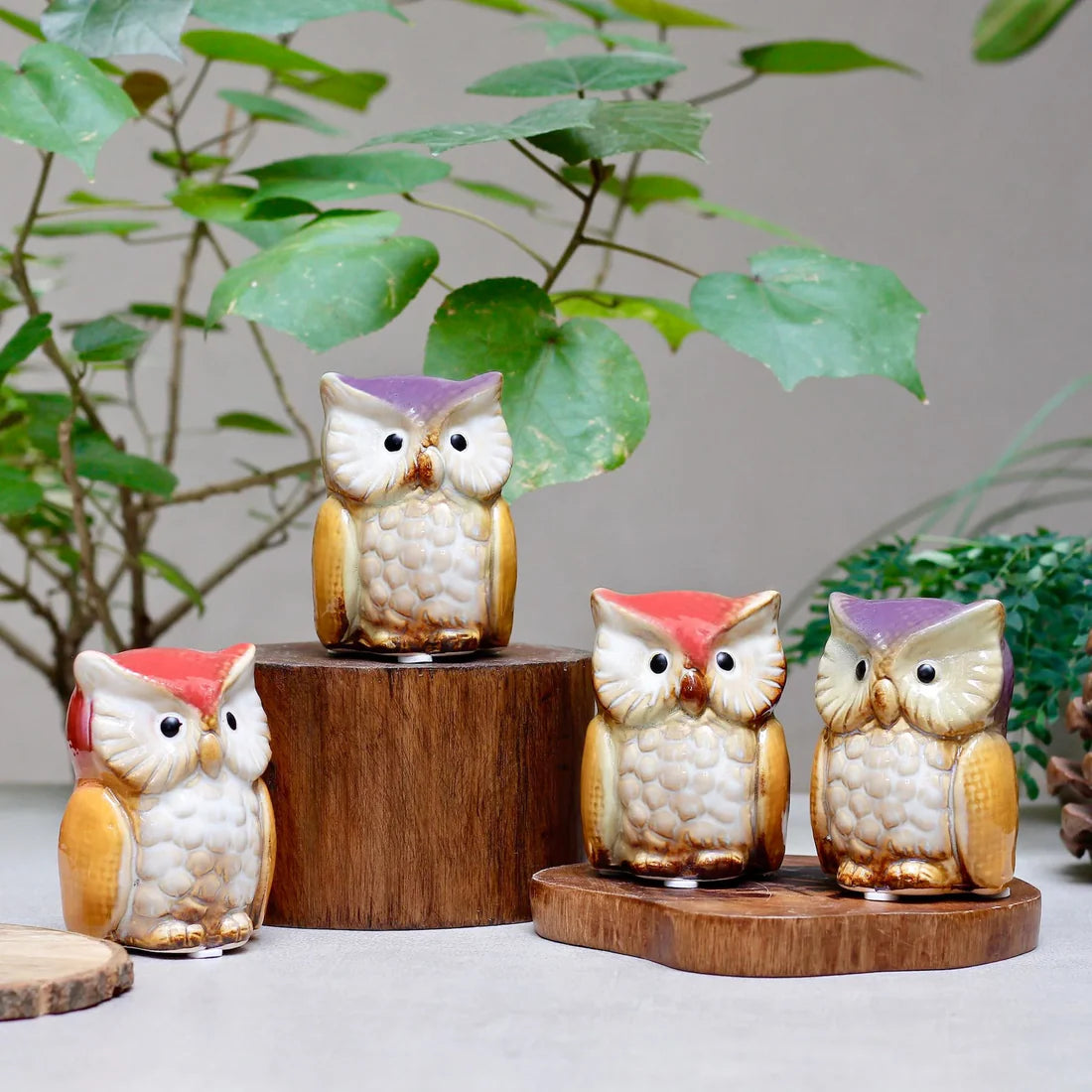 Home Studio Hoot & Hearth – Set of 2 Collectible Ceramic Owls | Quirky & Charming Home Decor