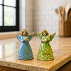 Home Studio | Handcrafted Ceramic Angel Figurines – Set of 4 (Multicolor)