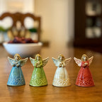 Home Studio | Handcrafted Ceramic Angel Figurines – Set of 4 (Multicolor)