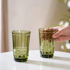 Green Textured Water Glasses – Set of 4 Eco-Friendly Drinkware for Everyday & Special Occasions by Home Studio