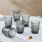 Ash Grey Textured Glass Set – Set of 4 Stylish Tumblers for Dining & Entertaining by Home Studio