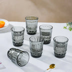 Ash Grey Textured Glass Set – Set of 4 Stylish Tumblers for Dining & Entertaining by Home Studio