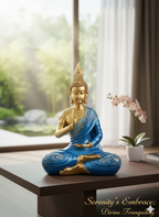 Serenity's Embrace: Golden Buddha Decorative Statue in Divine Tranquility by Home Studio