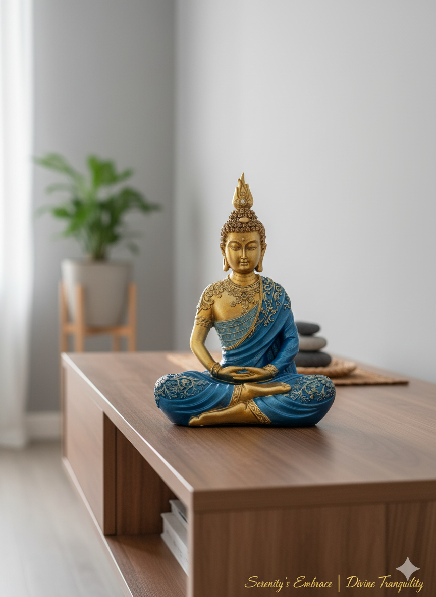Nirvana Buddha: Golden Serenity Decorative Figurine By Home Studio