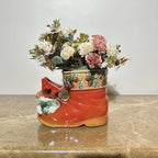 Home Studio | Holiday Ceramic Boot Planter – Rustic Multipurpose Decor with Woodland Accents