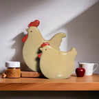 Home Studio | Adorable Ceramic Chicken Duo – Set of 2 Figurines | Fun & Quirky Farmhouse Decor
