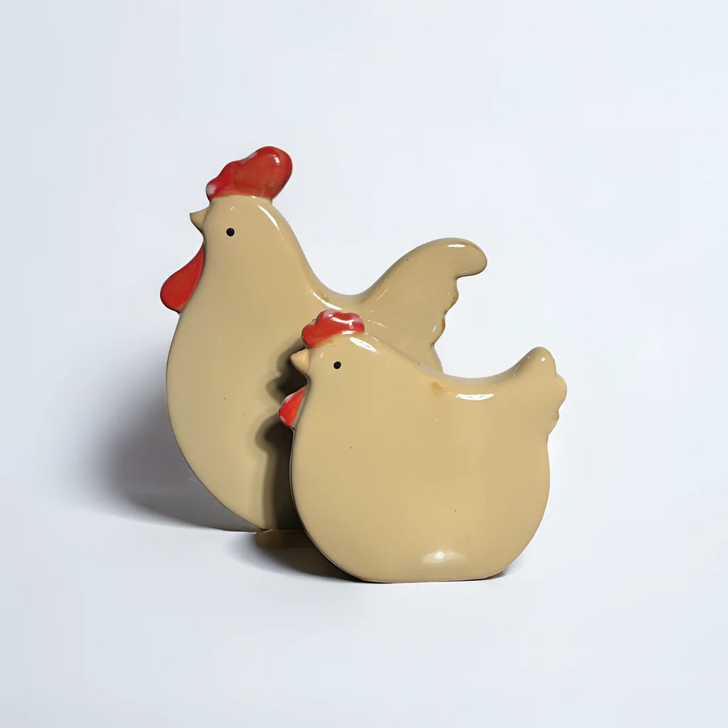 Home Studio | Adorable Ceramic Chicken Duo – Set of 2 Figurines | Fun & Quirky Farmhouse Decor