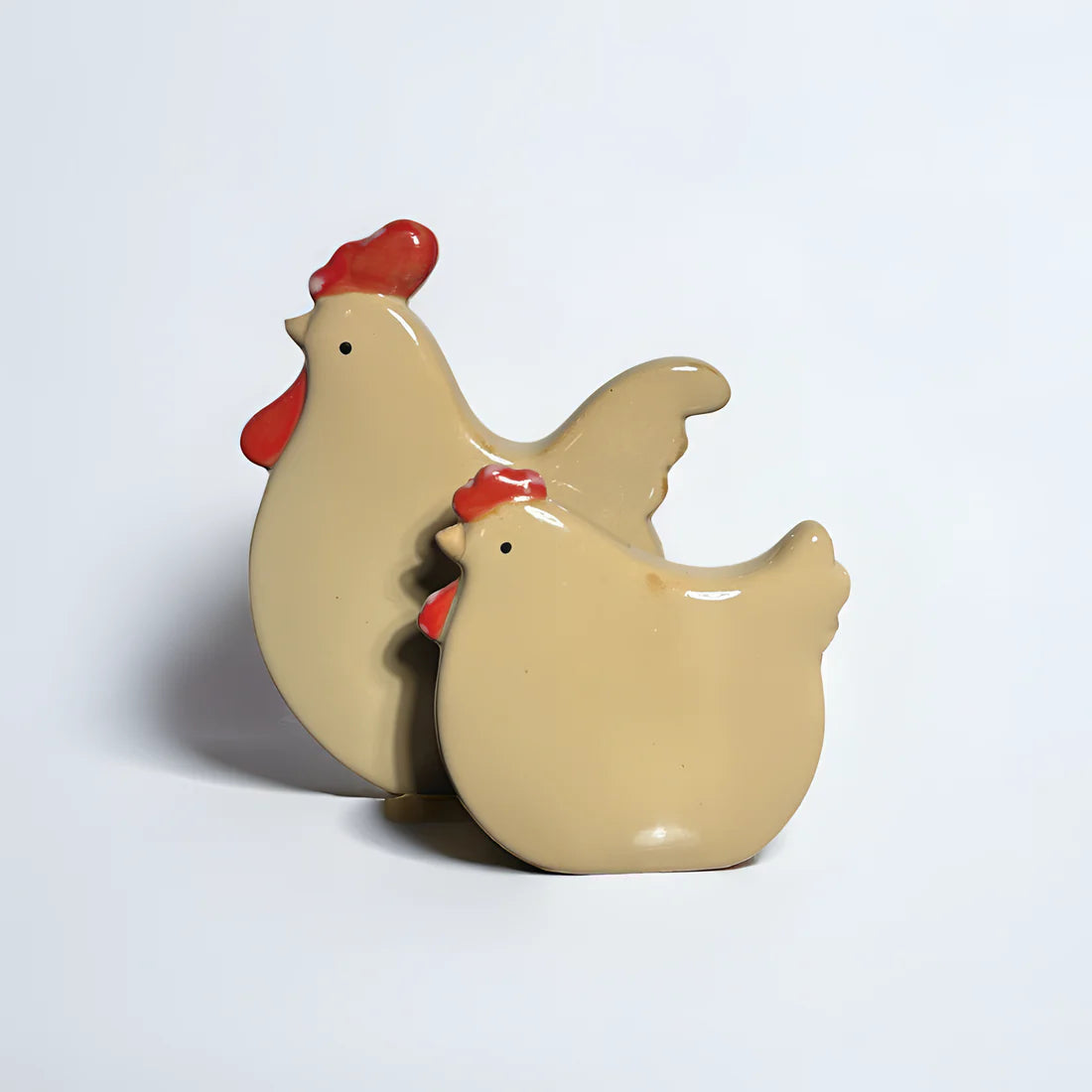 Home Studio | Adorable Ceramic Chicken Duo – Set of 2 Figurines | Fun & Quirky Farmhouse Decor