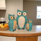 Home Studio Charming Ceramic Owl Family Set – Set of 3 | Playful & Whimsical Home Decor