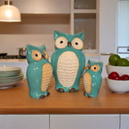 Home Studio Charming Ceramic Owl Family Set – Set of 3 | Playful & Whimsical Home Decor