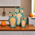 Home Studio Charming Ceramic Owl Family Set – Set of 3 | Playful & Whimsical Home Decor