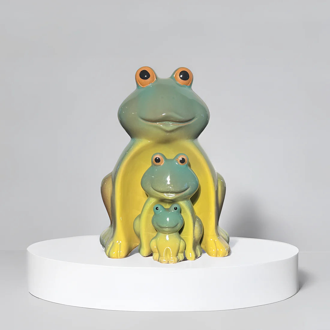 Home Studio Serene Frog Haven – Set of 3 Ceramic Frog Figurines | Peaceful & Whimsical Home Decor