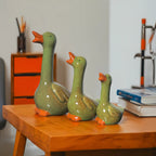 Home Studio The Happy Duck Family – Set of 3 Ceramic Figurines | Quirky & Charming Home Decor