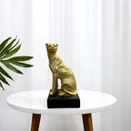 Home Studio | Golden Panther Sculpture with Black Base | Modern Luxe Decor (18 cm)