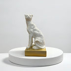 Home Studio | White Panther Sculpture with Golden Base | Modern Luxe Decor (18 cm)