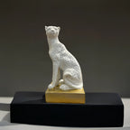 Home Studio | Golden Panther Sculpture with Black Base | Modern Luxe Decor (18 cm)