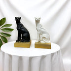 Home Studio | Golden Panther Sculpture with Black Base | Modern Luxe Decor (18 cm)