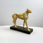 Home Studio | Golden Cheetah Sculpture with Black Base | Modern Luxe Decor