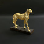 Home Studio | Golden Cheetah Sculpture with Black Base | Modern Luxe Decor