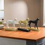 Home Studio | Golden Cheetah Sculpture with Black Base | Modern Luxe Decor