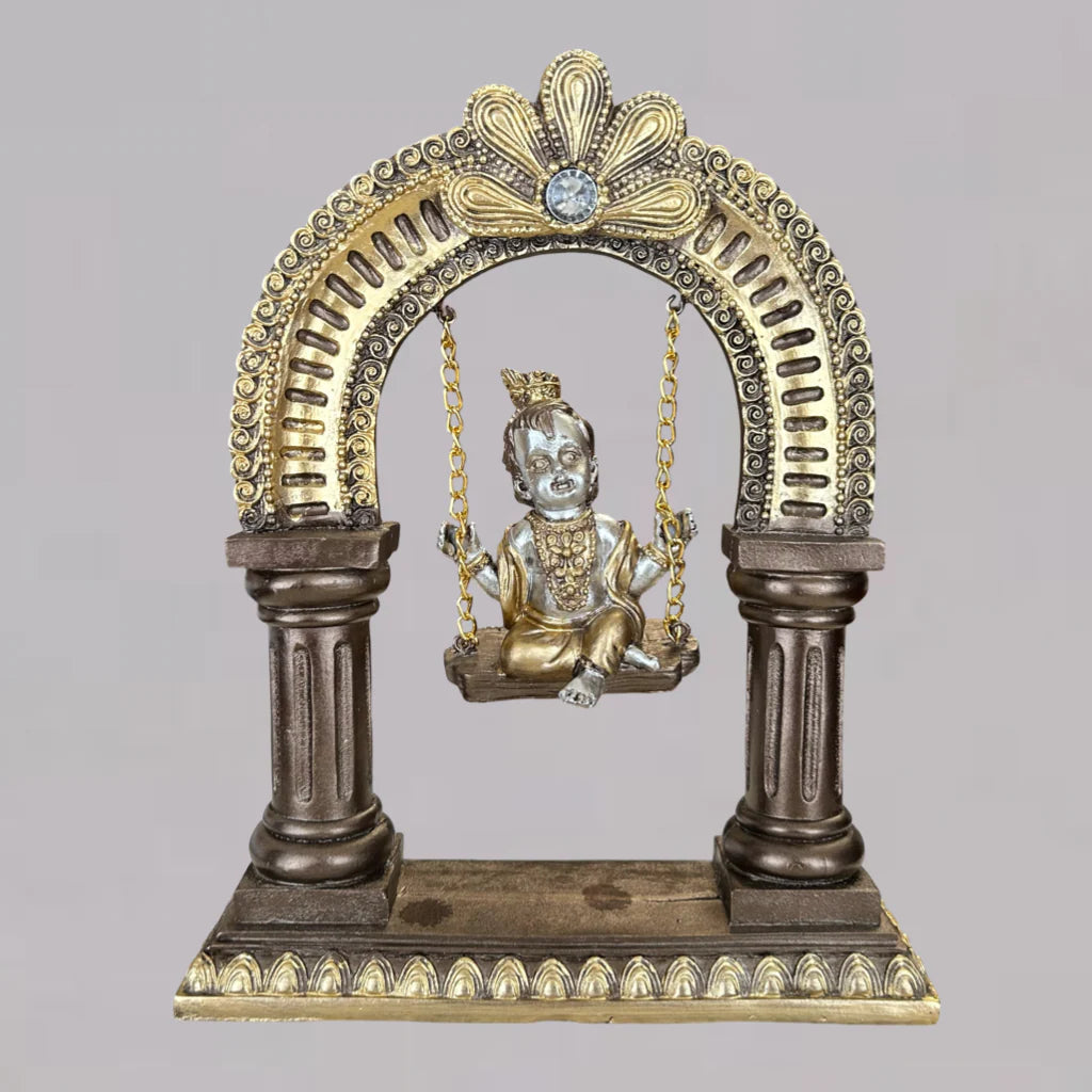 Home Studio | Baby Krishna on Jhula Idol – Spiritual Home Decorative Item Figurine