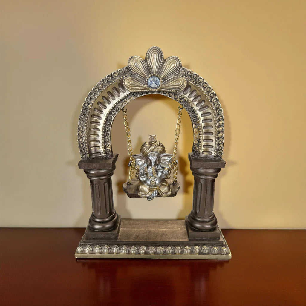 Home Studio | Ganpati Jhula Idol – Traditional Swing Statue for Home & Office Decorative Figurine