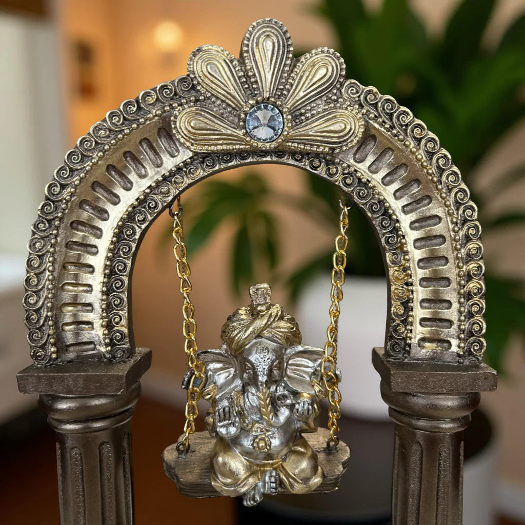 Home Studio | Ganpati Jhula Idol – Traditional Swing Statue for Home & Office Decorative Figurine