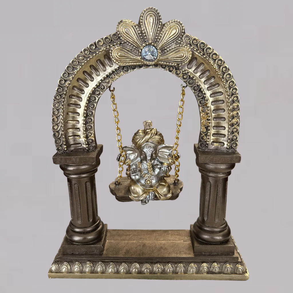 Home Studio | Ganpati Jhula Idol – Traditional Swing Statue for Home & Office Decorative Figurine