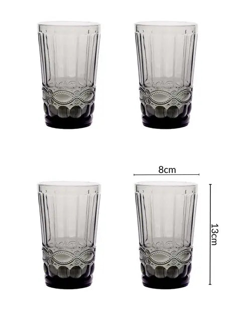 Ash Grey Textured Water Glasses – Set of 4 Eco-Friendly Drinkware for Everyday & Special Occasions by Home Studio