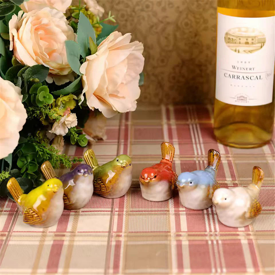 Home Studio | Seasonal Ceramic Songbirds – Set of 6 Figurines | Whimsical Year-Round Decor