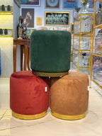 Velvet Ottoman Pouffe Stool for Living Room – 16x16x18 Inch Pouffe for Sitting, Footrest, Dressing Table & Home Decor