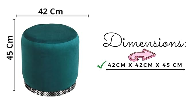 Velvet Ottoman Pouffe Stool for Living Room – 16x16x18 Inch Pouffe for Sitting, Footrest, Dressing Table & Home Decor