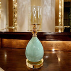 Amber Green Glass Candel Holder Decorative Elegant Classic Candle Holder By Home Studio