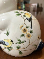 Home Studio | White Floral Rabbit Figurine 2 PC Set – Ceramic Decorative Item