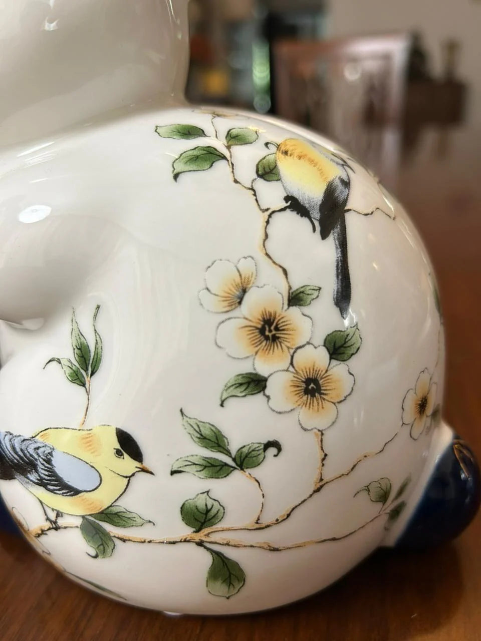 Home Studio | White Floral Rabbit Figurine 2 PC Set – Ceramic Decorative Item