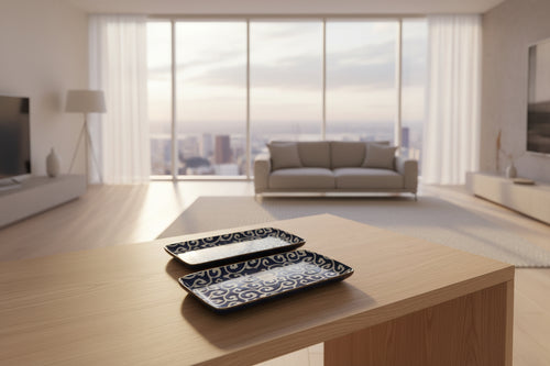 Abstract Design Ceramic Platters Set Of 4 8x4 Inch