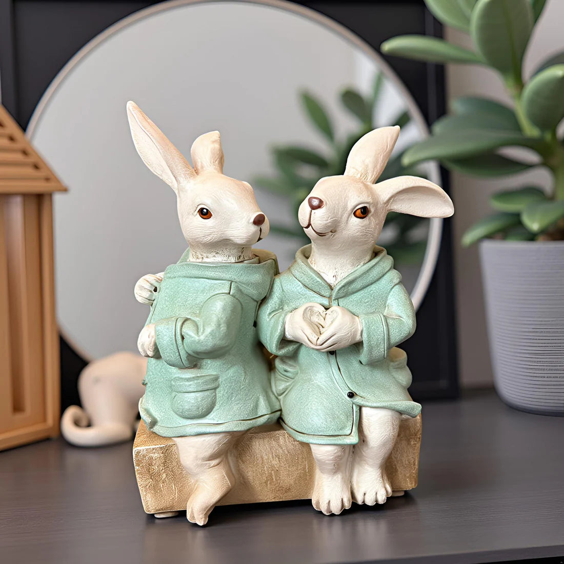 Home Studio | The Bunny Tales: The Cozy Companions Series Figurine – Green Decorative Item
