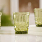 Green Textured Glass Set – Set of 4 Stylish Tumblers for Dining & Entertaining by Home Studio