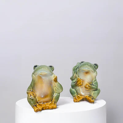 Home Studio | Ceramic Frog Twins Figurines – Whimsical 2-Piece Set | Playful Nature-Inspired Decor