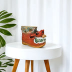 Home Studio | Holiday Ceramic Boot Planter – Rustic Multipurpose Decor with Woodland Accents