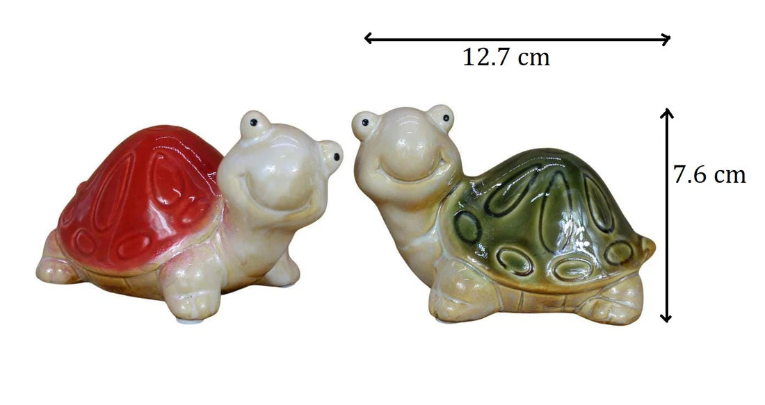 Home Studio | Glazed Turtle Friends Figurine Set – 2 Big Pieces | Cute Collectible Decor