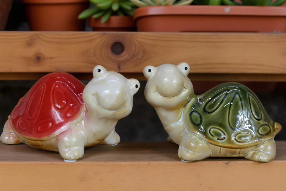 Home Studio | Glazed Turtle Friends Figurine Set – 2 Big Pieces | Cute Collectible Decor