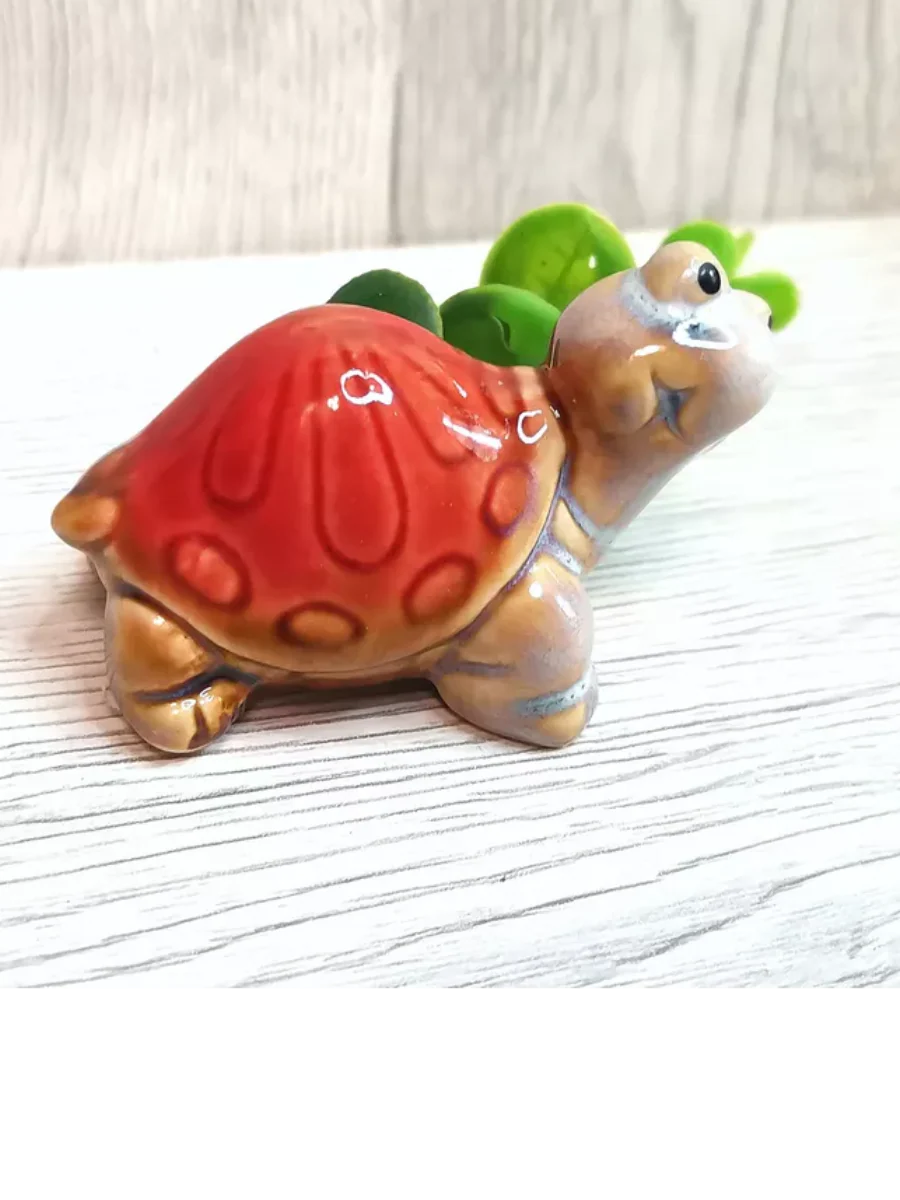 Home Studio | Handcrafted Ceramic Turtles – Set of 4 Colorful Figurines | Miniature Animal Decor