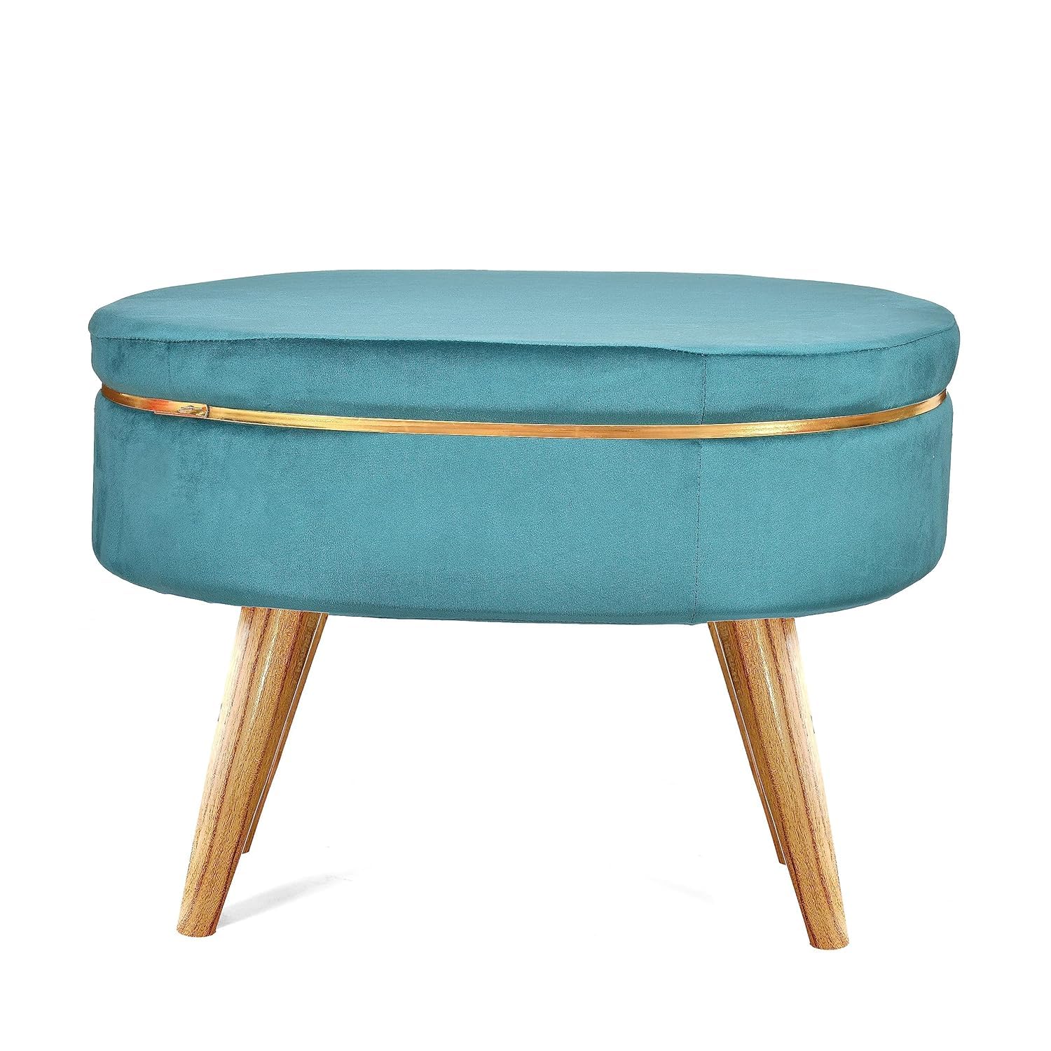 Round Pink Ottoman Pouffe – Stylish Wooden Bench Stool for Living Room, Bedroom & Home Décor