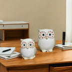 Home Studio Ceramic Owl Pair – Minimalist White Owls (Set of 2) | Modern & Playful Home Decor