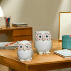 Home Studio Ceramic Owl Pair – Minimalist White Owls (Set of 2) | Modern & Playful Home Decor