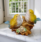 Ceramic Lovebirds Tabletop Figurine – Yellow & Blue Decor