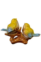 Ceramic Lovebirds Tabletop Figurine – Yellow & Blue Decor