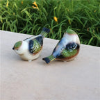 Home Studio | Charming Ceramic Glazed Bird Figurines – Set of 2 | Realistic Whimsical Decor